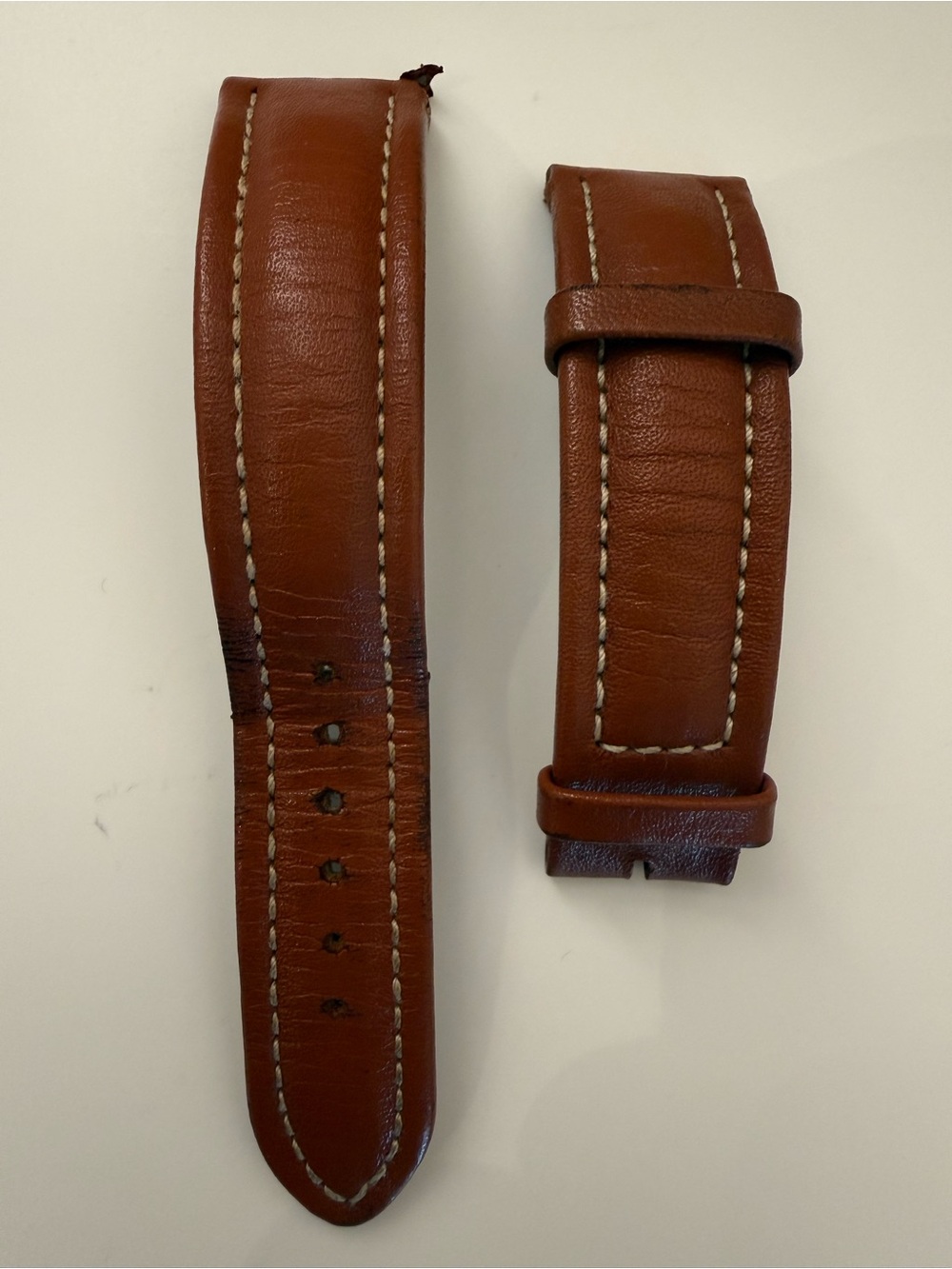 Breitling Tan Brown Calf Leather Watch Strap with Cream Stitching (OEM)